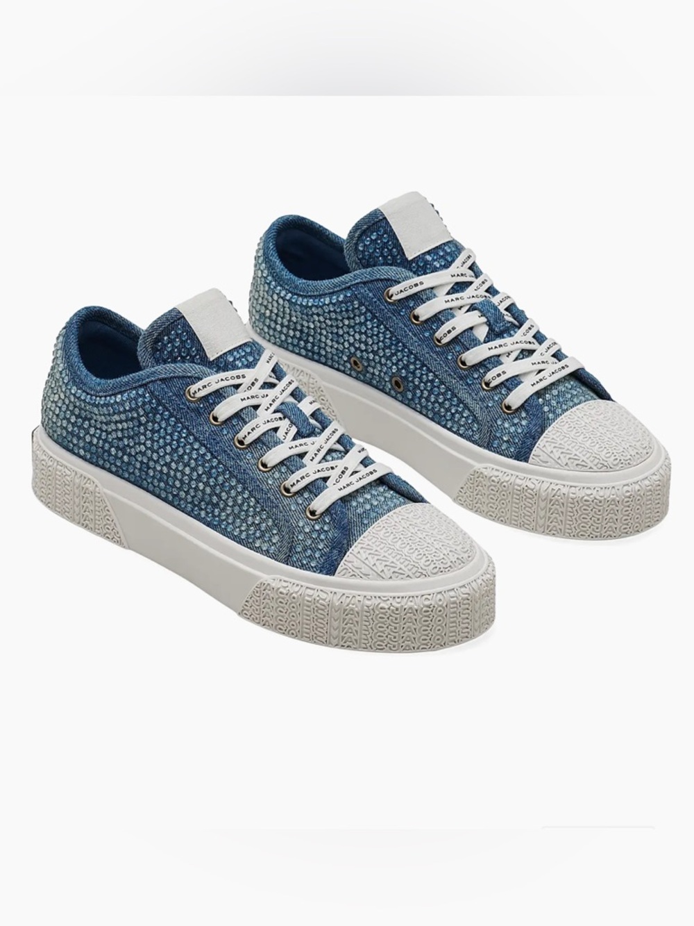 Marc Jacobs Light Blue The Crystal Denim Sneakers